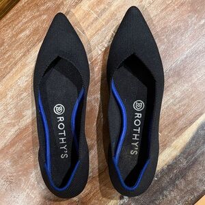 Rothy's Black Flats with Blue Accent
